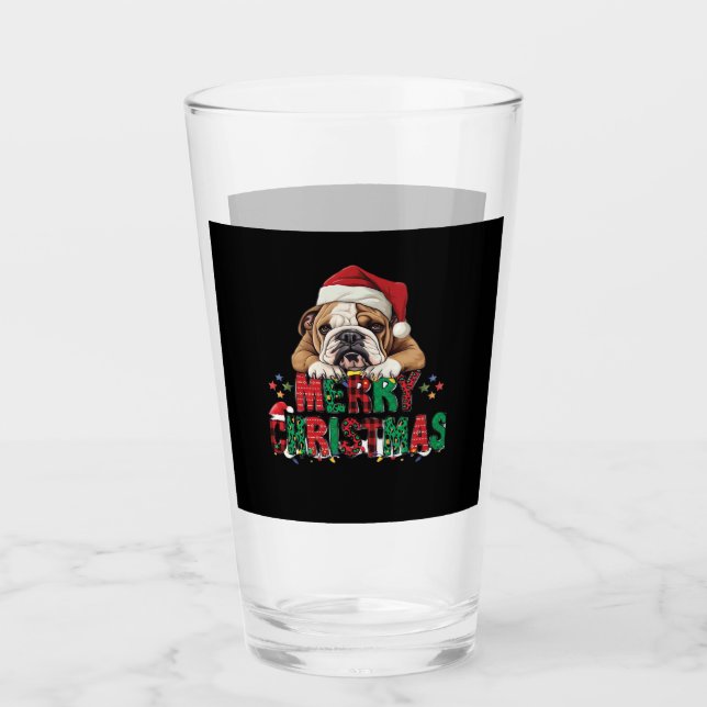 Bulldog - Merry Christmas Dog Classic T-Shirt Glass (Front)