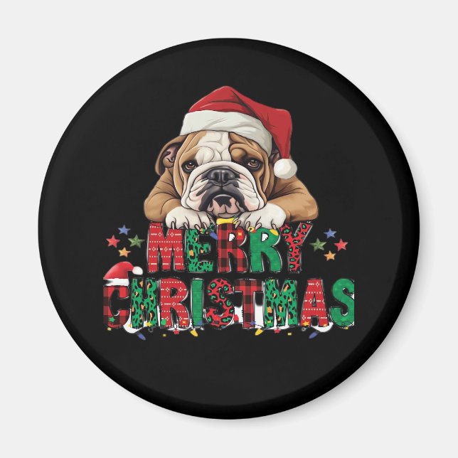 Bulldog - Merry Christmas Dog Classic T-Shirt Magnet (Front)