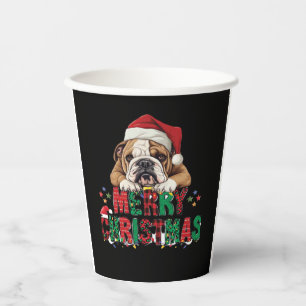 Bulldog - Merry Christmas Dog Classic T-Shirt Paper Cups