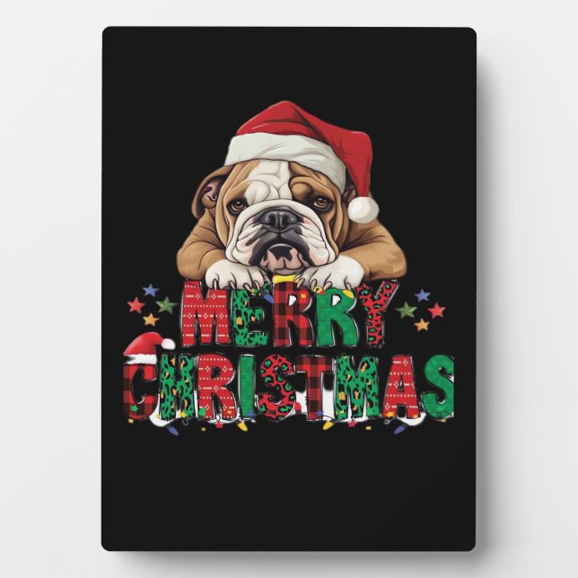 Bulldog - Merry Christmas Dog Classic T-Shirt Plaque (Front)