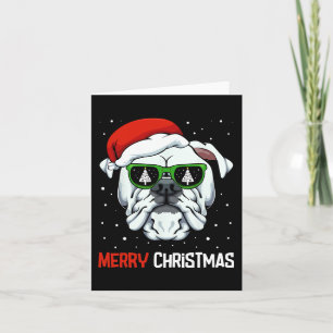 Bulldog Merry Christmas Pajama Cute Dog Santa Hat  Card