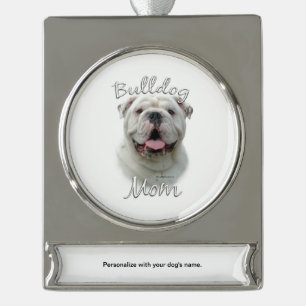 Bulldog Mum 2 Silver Plated Banner Ornament
