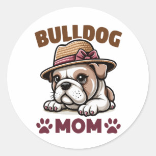 Bulldog mum classic round sticker