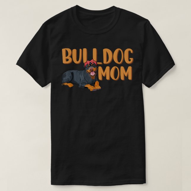 Bulldog Mum  Cute Bulldog Wear Headband Red Dot  T-Shirt (Design Front)