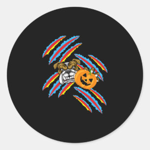 Bulldog Mum Halloween Pumpkin  Classic Round Sticker
