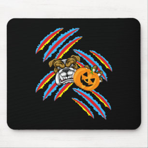 Bulldog Mum Halloween Pumpkin Mouse Pad