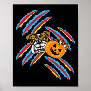 Bulldog Mum Halloween Pumpkin Poster