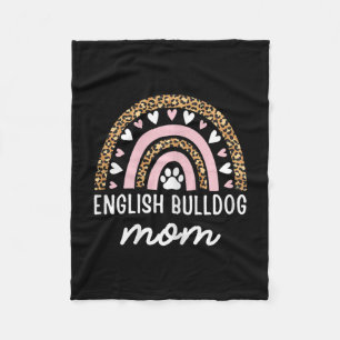 Bulldog Mum Mama Rainbow Leopard Mothers Day Bulld Fleece Blanket