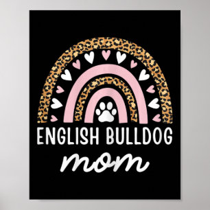 Bulldog Mum Mama Rainbow Leopard Mothers Day Bulld Poster