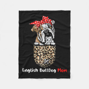 Bulldog Mum Pocket Bulldog Mum Mother's Day  Fleece Blanket
