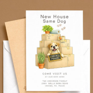 Bulldog New House Moving Announcement Card