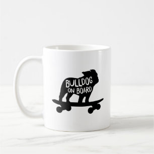 Bulldog on Board Skateboarding Dog Silhouette Coffee Mug