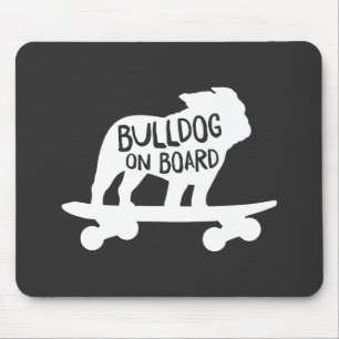 Bulldog on Board Skateboarding Dog Silhouette Mouse Pad