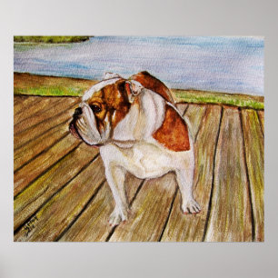 Bulldog on the boardwalk poster
