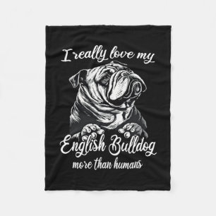 Bulldog Outfit Love My English Bulldog  Fleece Blanket