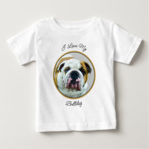 Bulldog Painting - Cute Original Dog Art Baby T-Shirt