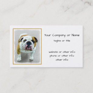 Bulldog Painting - Cute Original Dog Art Business Card