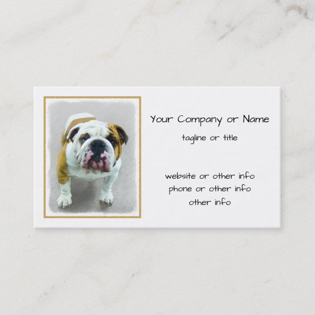 Bulldog Painting - Cute Original Dog Art Business Card (Front)