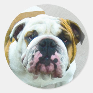 Bulldog Painting - Cute Original Dog Art Classic Round Sticker