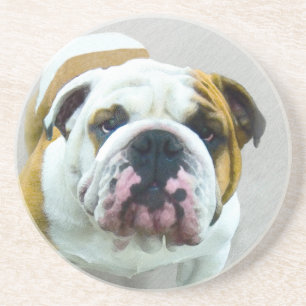 Bulldog Painting - Cute Original Dog Art Coaster