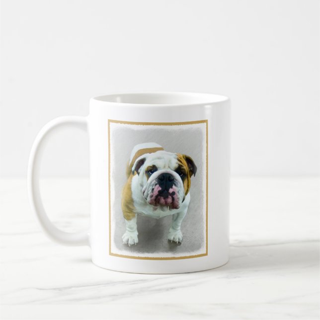 Bulldog Painting - Cute Original Dog Art Coffee Mug (Left)