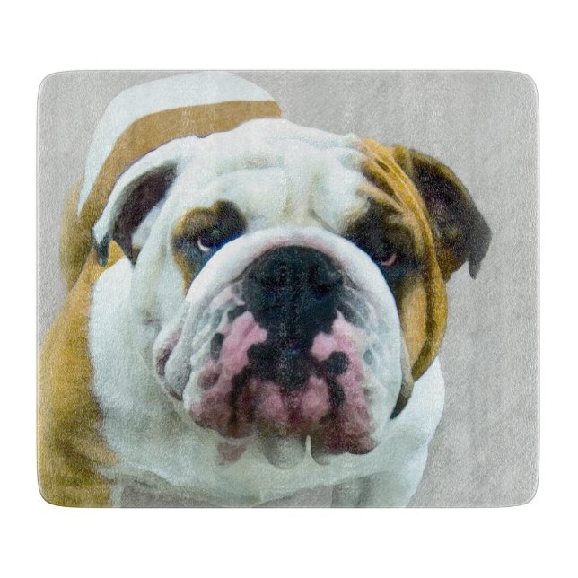 Bulldog Painting - Cute Original Dog Art Cutting Board (Front)