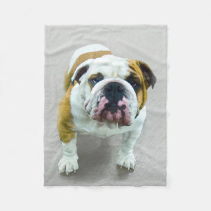 Bulldog Painting - Cute Original Dog Art Fleece Blanket