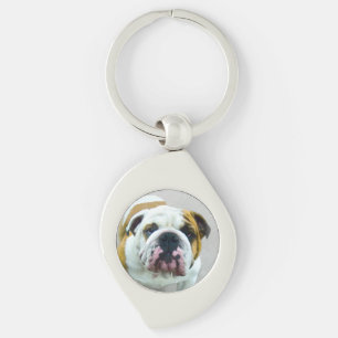 Bulldog Painting - Cute Original Dog Art Key Ring