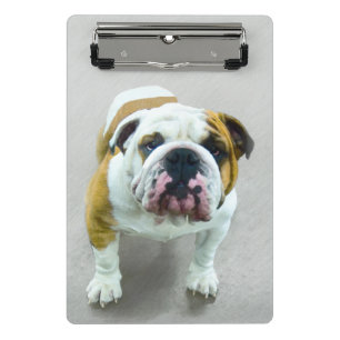 Bulldog Painting - Cute Original Dog Art Mini Clipboard