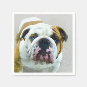 Bulldog Painting - Cute Original Dog Art Napkin