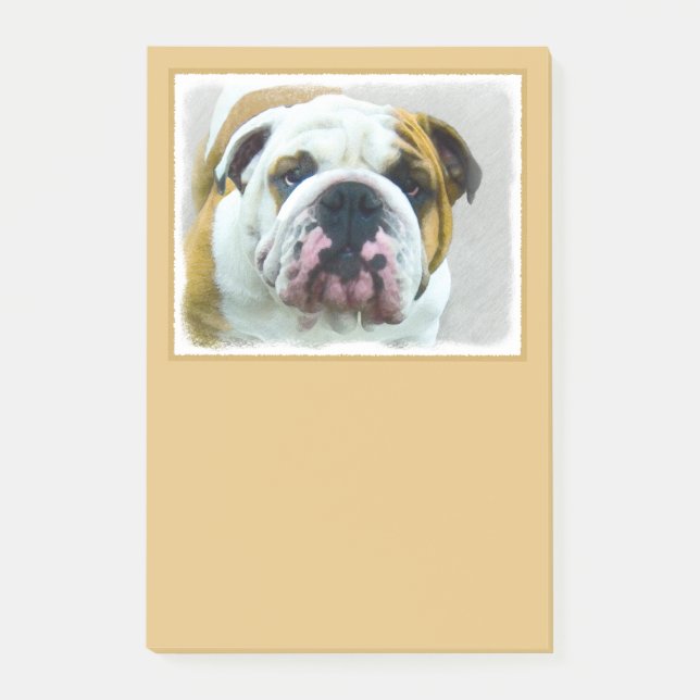 Bulldog Painting - Cute Original Dog Art Post-it Notes (Front)