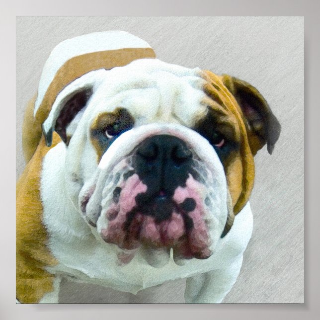 Bulldog Painting - Cute Original Dog Art Poster (Front)