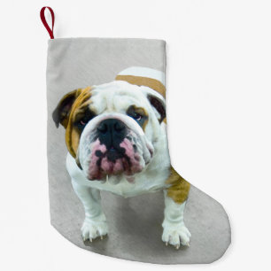 Bulldog Painting - Cute Original Dog Art Small Christmas Stocking