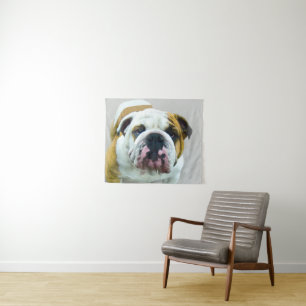 Bulldog Painting - Cute Original Dog Art Tapestry