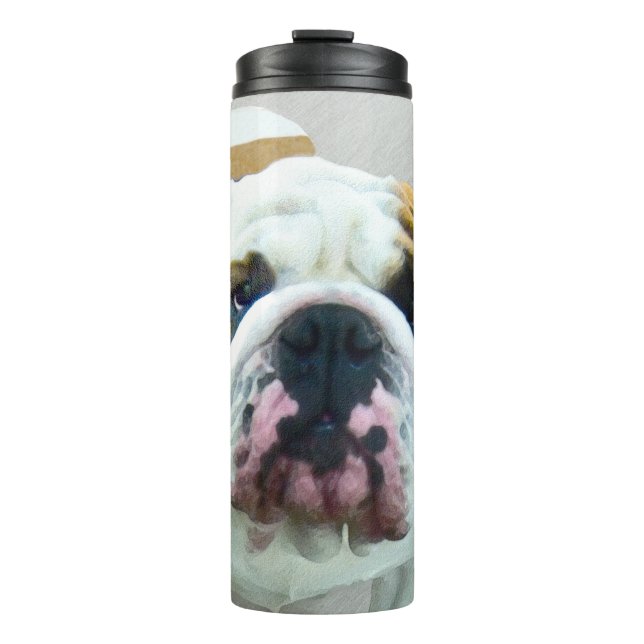 Bulldog Painting - Cute Original Dog Art Thermal Tumbler (Front)