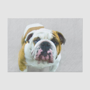 Bulldog Painting - Cute Original Dog Art Tissue Paper