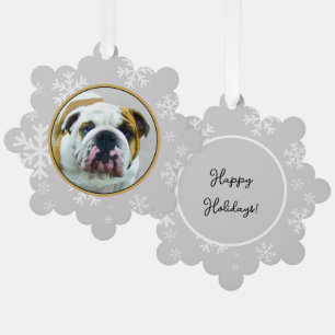 Bulldog Painting - Cute Original Dog Art Tree Decoration Card