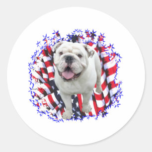 Bulldog Patriot Classic Round Sticker