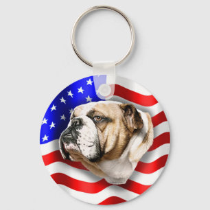 Bulldog Patriot US Flag Key Ring