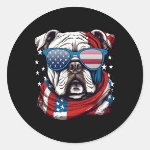 Bulldog Patriotic 4th Of July Dog Lovers Classic Round Sticker