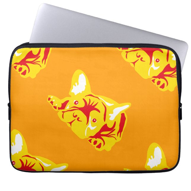 Bulldog Pattern Laptop Sleeve (Front)