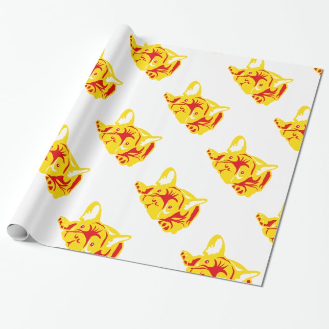 Bulldog Pattern Wrapping Paper (Unrolled)