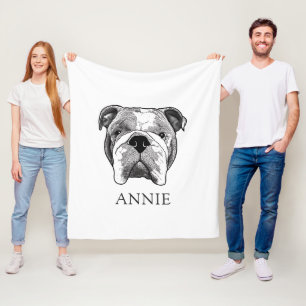 Bulldog Personalised Drawing Fleece Blanket