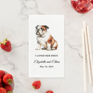 Bulldog Personalized Dog Wedding Napkin