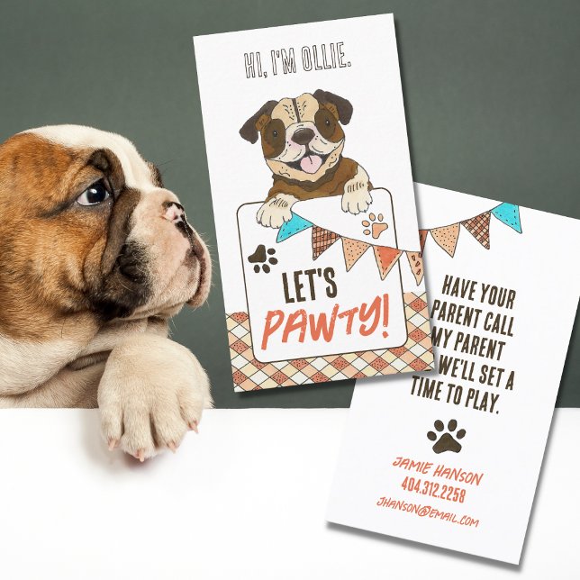 Bulldog Pet Owner Play Date Calling Card (Creator Uploaded)