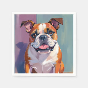 Bulldog Pet Painting Whimsical Watercolor Dog Napkin