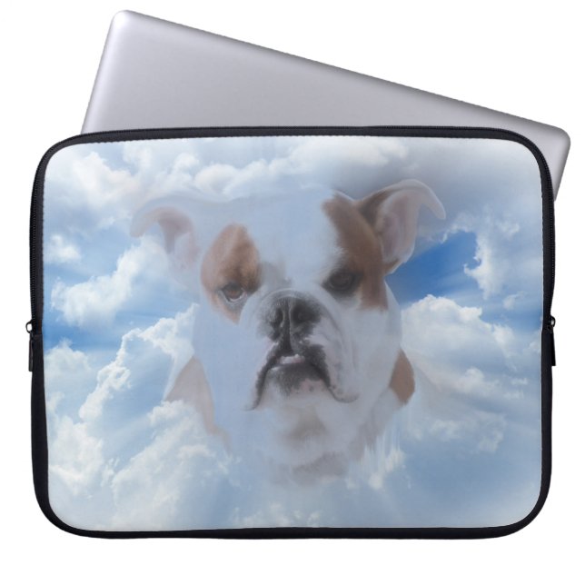 Bulldog Pet with Heaven Clouds Laptop Sleeve (Front)