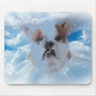 Bulldog Pet with Heaven Clouds Mouse Pad