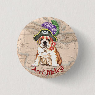 Bulldog Pirate 3 Cm Round Badge