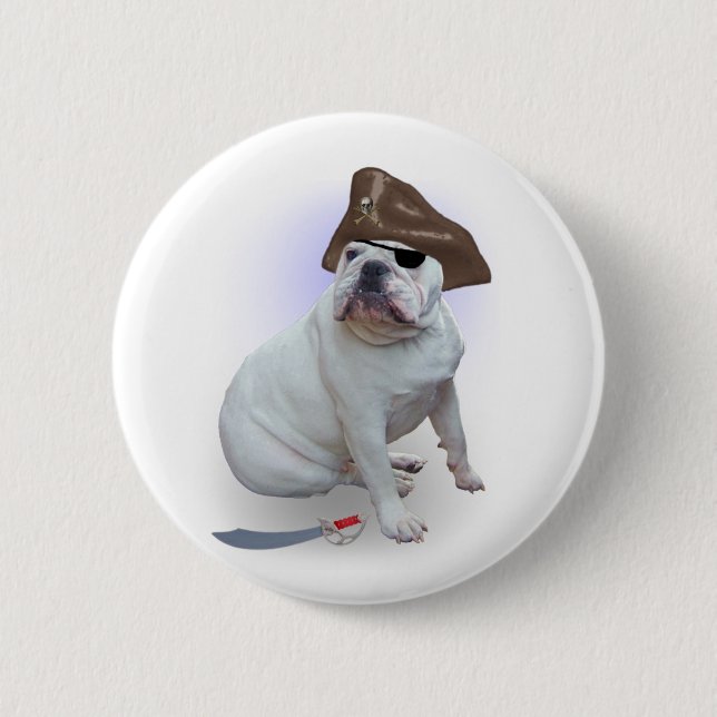 Bulldog pirate 6 cm round badge (Front)